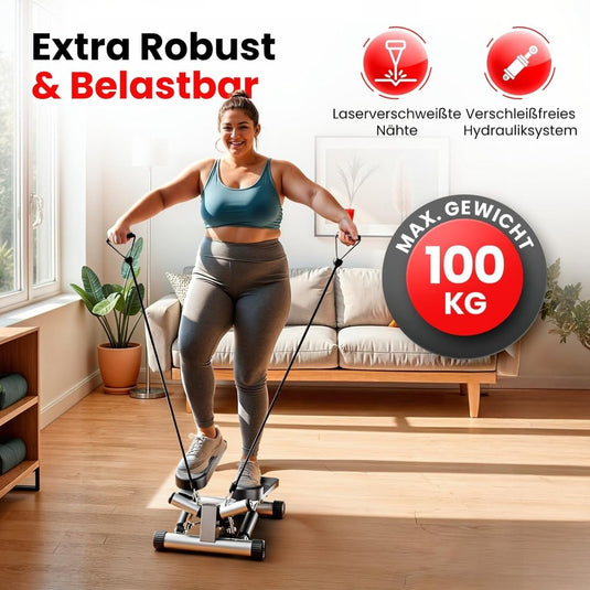 Ultrasport Swing Stepper - hometrainer met trainingscomputer, compacte stepper voor been- en billentraining - happygetfit.com