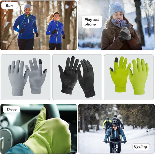 Unigear Touchscreen Handschoenen, Sporthandschoenen voor Dames en Heren, Outdoorhandschoenen, Warme Winddichte Winterhandschoenen, Antislip, Volledige Vingers voor Hardlopen, Autorijden, Fietsen - happygetfit.com