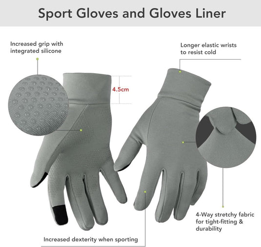 Unigear Touchscreen Handschoenen, Sporthandschoenen voor Dames en Heren, Outdoorhandschoenen, Warme Winddichte Winterhandschoenen, Antislip, Volledige Vingers voor Hardlopen, Autorijden, Fietsen - happygetfit.com