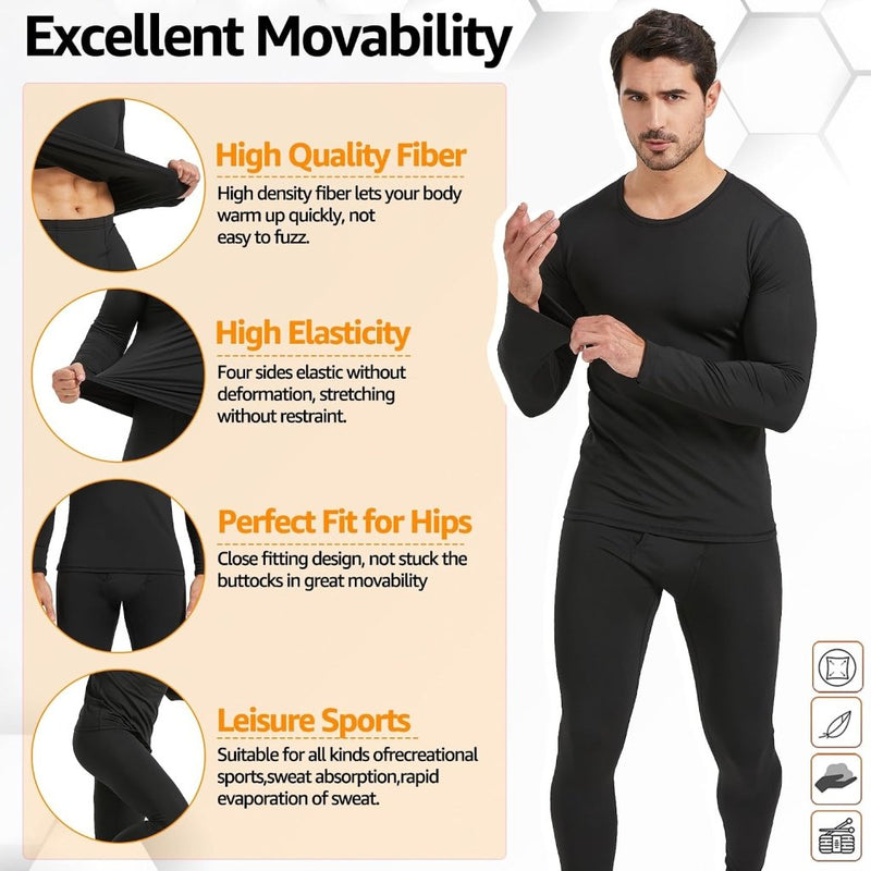Load image into Gallery viewer, UNIQUEBELLA Functioneel ondergoed voor heren, ademend, ski-ondergoed voor mannen, winter, thermisch ondergoed voor joggen, fietsen, voetbal, skiën, motorfiets, warm - happygetfit.com
