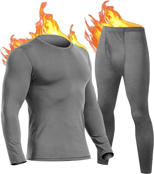 UNIQUEBELLA Men's Thermal Underwear Sets Top & Long Johns Fleece Sweat Quick Drying Thermo Base Layer - happygetfit.com