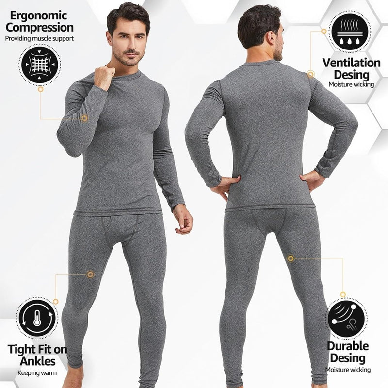 Laad afbeelding in Galerijviewer, UNIQUEBELLA Men's Thermal Underwear Sets Top &amp; Long Johns Fleece Sweat Quick Drying Thermo Base Layer - happygetfit.com
