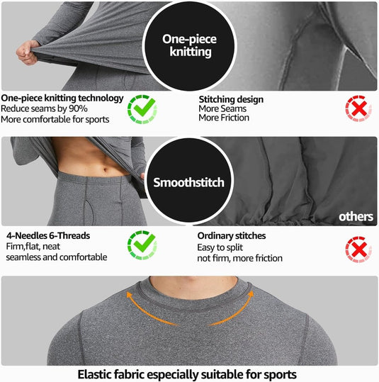 UNIQUEBELLA Men's Thermal Underwear Sets Top & Long Johns Fleece Sweat Quick Drying Thermo Base Layer - happygetfit.com