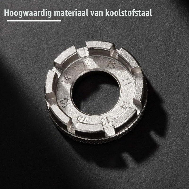 Carica l’immagine nel visualizzatore della galleria, Universele fietsspaaksleutel van koolstofstaal met 6 spaakmaten voor wielreparatie – spaakspanner – wielrichtgereedschap - happygetfit.com
