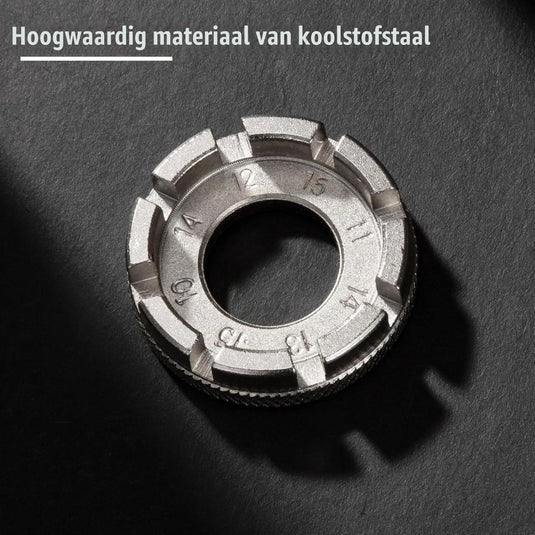 Universele fietsspaaksleutel van koolstofstaal met 6 spaakmaten voor wielreparatie – spaakspanner – wielrichtgereedschap - happygetfit.com