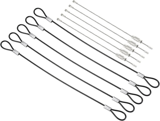 Veiligheidskabel van roestvrij staal met dubbele lus (5 stuks) - Staalkabel beveiliging met schroefverbinding - Borgkabel podiumverlichting & bagage - happygetfit.com