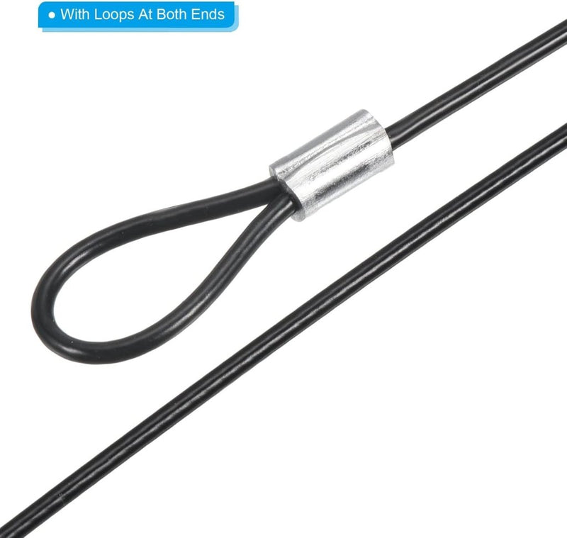 Carica l’immagine nel visualizzatore della galleria, Veiligheidskabels 10 cm x 2 mm met dubbele lus 4 stuks zwart – staalkabels – bevestigingskabel - happygetfit.com

