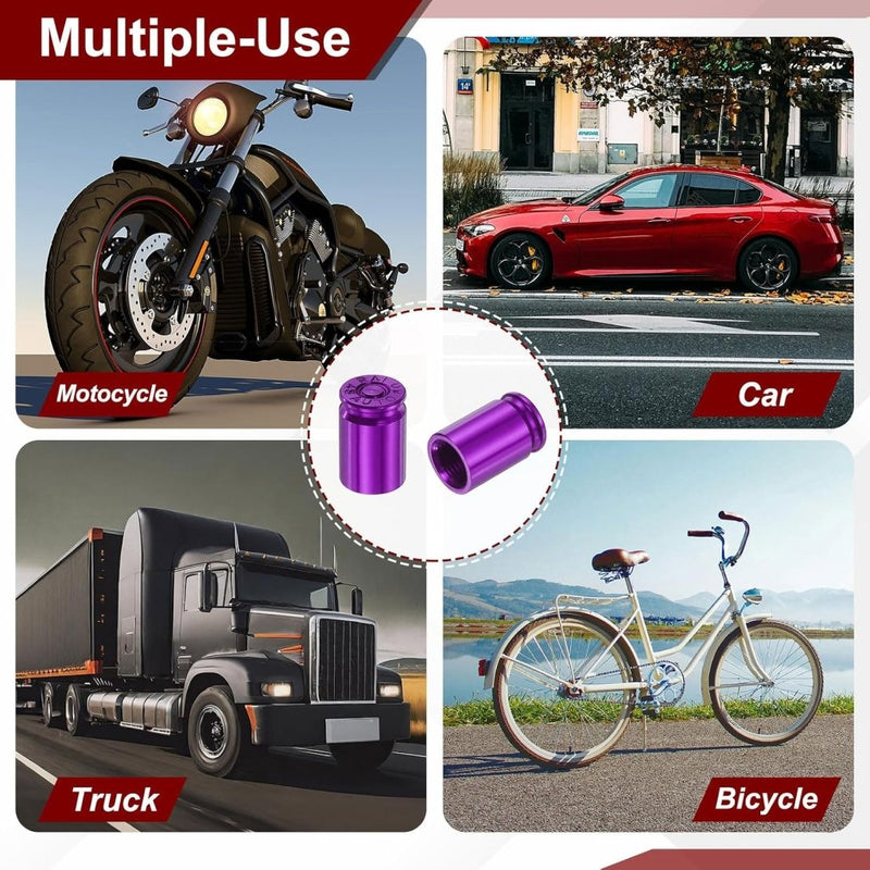 Chargez l'image dans la visionneuse de la galerie, Ventieldoppen 4 stuks 16 x 10 mm van aluminium paars – bandendoppen – fiets auto accessoires - happygetfit.com
