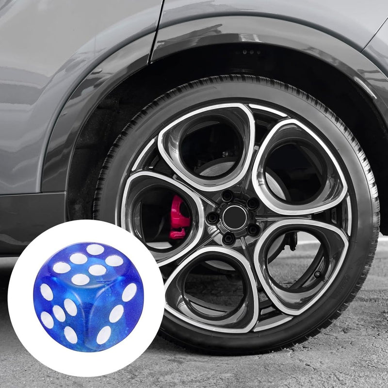 Load image in Gallery Viewer, Ventieldoppen 4 stuks dobbelsteen design 14 x 14 mm blauw – kunststof bandendoppen – fiets auto accessoires - happygetfit.com
