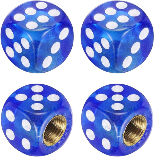Ventieldoppen 4 stuks dobbelsteen design 14 x 14 mm blauw – kunststof bandendoppen – fiets auto accessoires - happygetfit.com