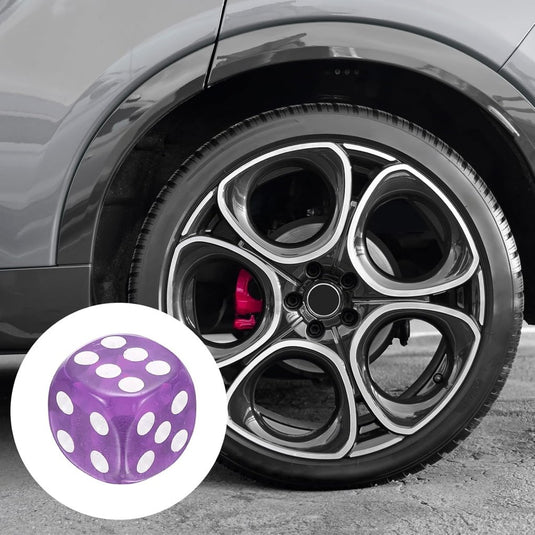 Ventieldoppen 8 stuks dobbelsteen design 14 x 14 mm paars – kunststof bandendoppen – fiets auto accessoires - happygetfit.com