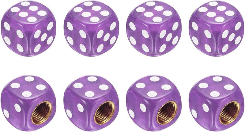 Load image into Gallery viewer, Ventieldoppen 8 stuks dobbelsteen design 14 x 14 mm paars – kunststof bandendoppen – fiets auto accessoires - happygetfit.com
