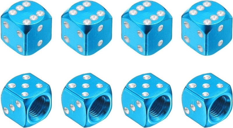 Chargez l'image dans la visionneuse de la galerie, Ventieldoppen 8 stuks dobbelsteen design van aluminium hemelsblauw – bandendoppen – fiets auto accessoires - happygetfit.com
