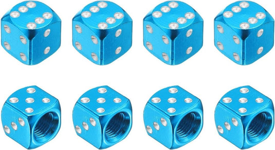Ventieldoppen 8 stuks dobbelsteen design van aluminium hemelsblauw – bandendoppen – fiets auto accessoires - happygetfit.com