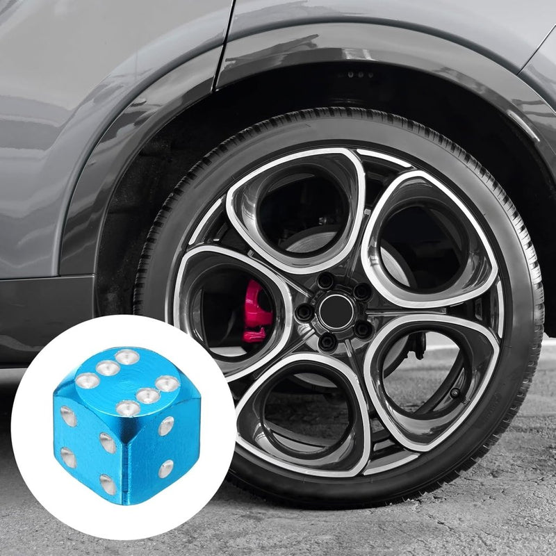 Chargez l'image dans la visionneuse de la galerie, Ventieldoppen 8 stuks dobbelsteen design van aluminium hemelsblauw – bandendoppen – fiets auto accessoires - happygetfit.com
