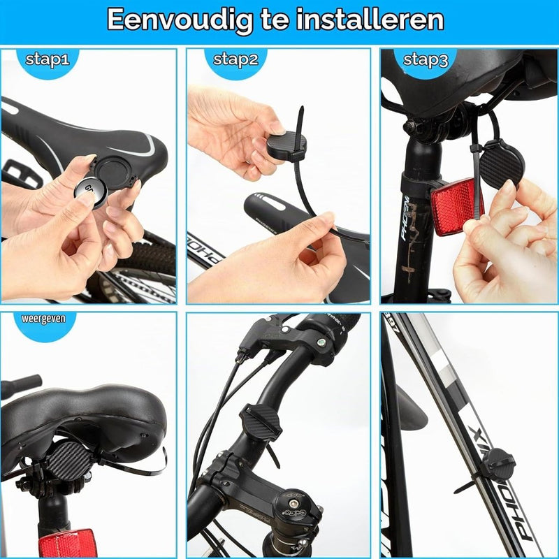 Laad afbeelding in Galerijviewer, Verborgen AirTag fietshouder van ABS kunststof met 8 kabelbinders voor montage onder fietszadel – trackerhouder – fietsbeveiliging - happygetfit.com

