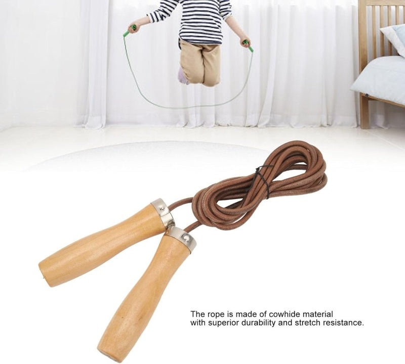 Chargez l'image dans la visionneuse de la galerie, Verstelbaar leren springtouw met houten handgrepen - happygetfit.com
