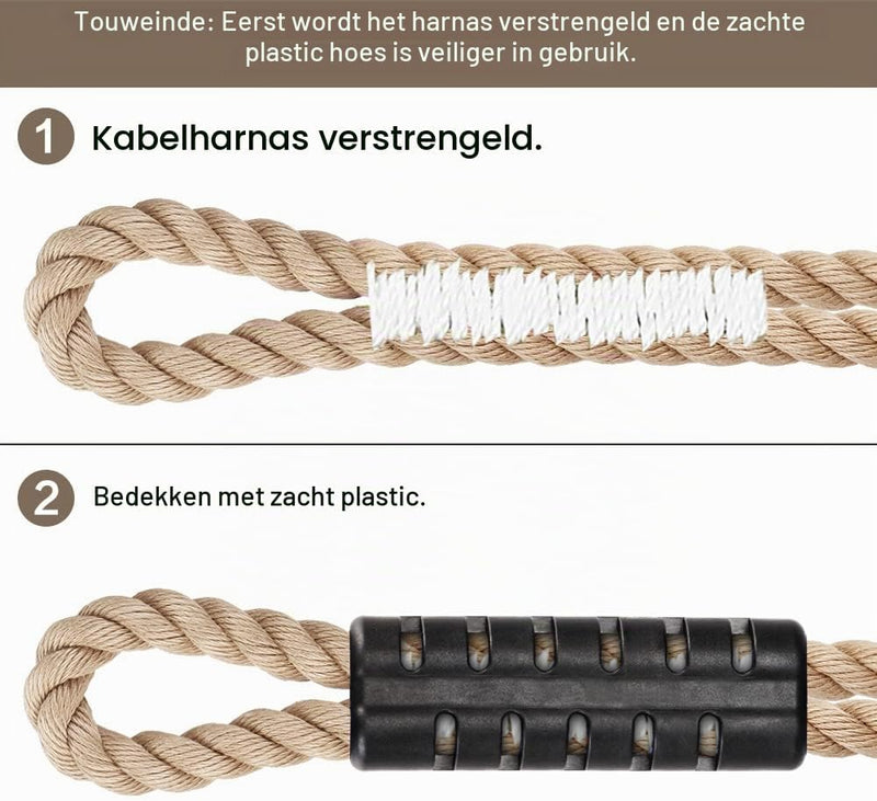 Chargez l'image dans la visionneuse de la galerie, Verstelbaar schommeltouw 1 meter van gevlochten polyester met karabijnhaak en gesp – ophangriem – boomschommel accessoires - happygetfit.com
