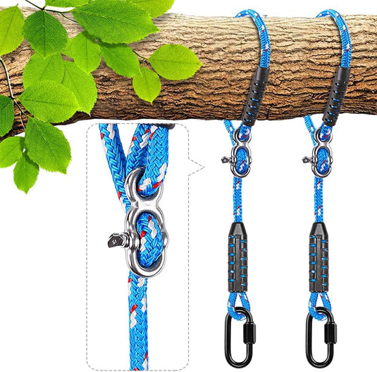 Verstelbaar schommeltouw 1 meter van gevlochten polyester met karabijnhaak en gesp – ophangriem – boomschommel accessoires - happygetfit.com