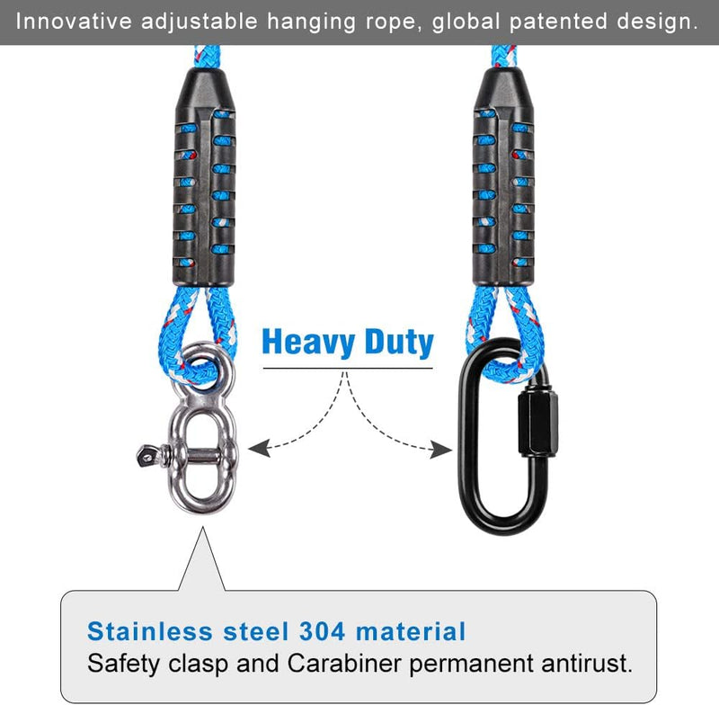 Chargez l'image dans la visionneuse de la galerie, Verstelbaar schommeltouw 1 meter van gevlochten polyester met karabijnhaak en gesp – ophangriem – boomschommel accessoires - happygetfit.com
