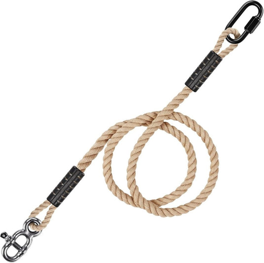 Verstelbaar schommeltouw 1 meter van gevlochten polyester met karabijnhaak en gesp – ophangriem – boomschommel accessoires - happygetfit.com