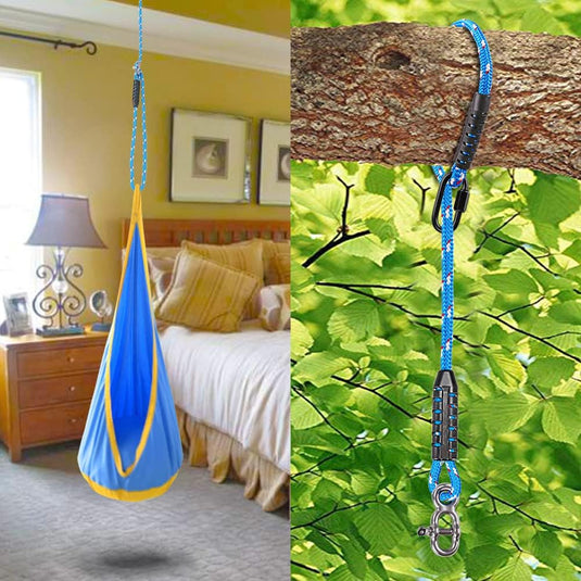 Verstelbaar schommeltouw 1 meter van gevlochten polyester met karabijnhaak en gesp – ophangriem – boomschommel accessoires - happygetfit.com