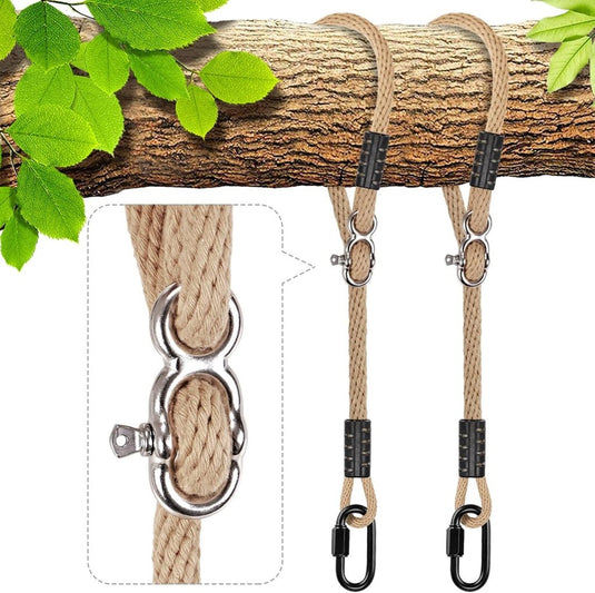 Verstelbaar schommeltouw 1 meter van gevlochten polyester met karabijnhaak en gesp – ophangriem – boomschommel accessoires - happygetfit.com