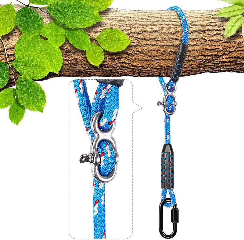 Chargez l'image dans la visionneuse de la galerie, Verstelbaar schommeltouw 1 meter van gevlochten polyester met karabijnhaak en gesp – ophangriem – boomschommel accessoires - happygetfit.com
