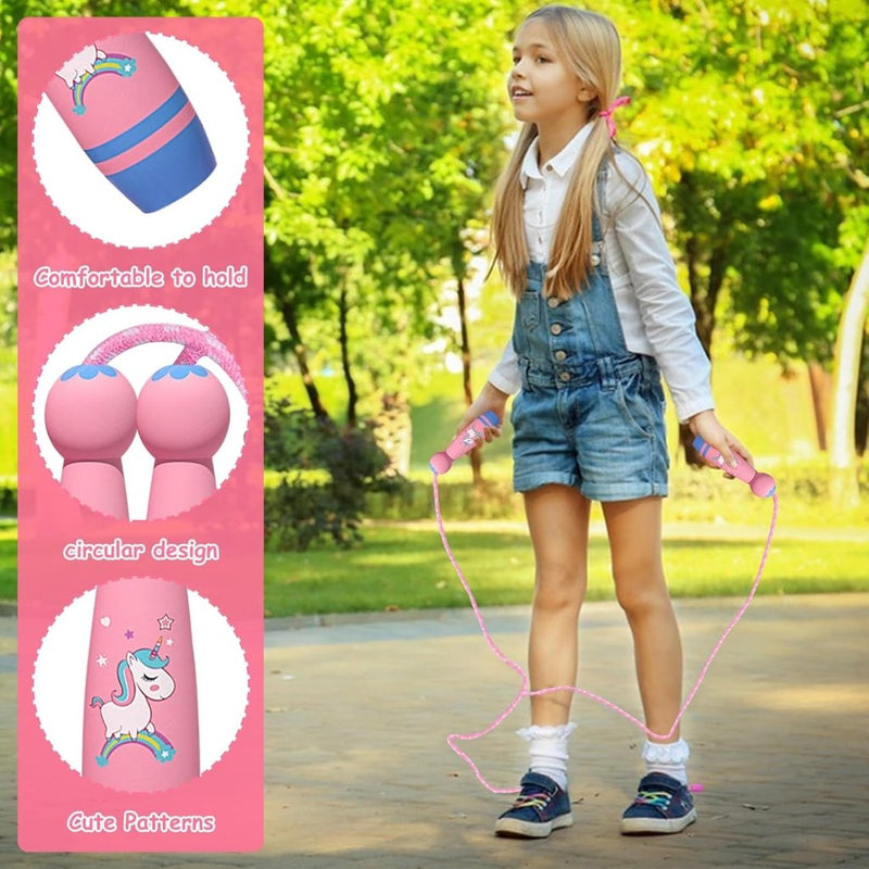 Laad afbeelding in Galerijviewer, Verstelbaar Springtouw voor Kinderen - 2,6 m Katoenen Touw met Houten Handvat - Sport en Touwspringen - happygetfit.com
