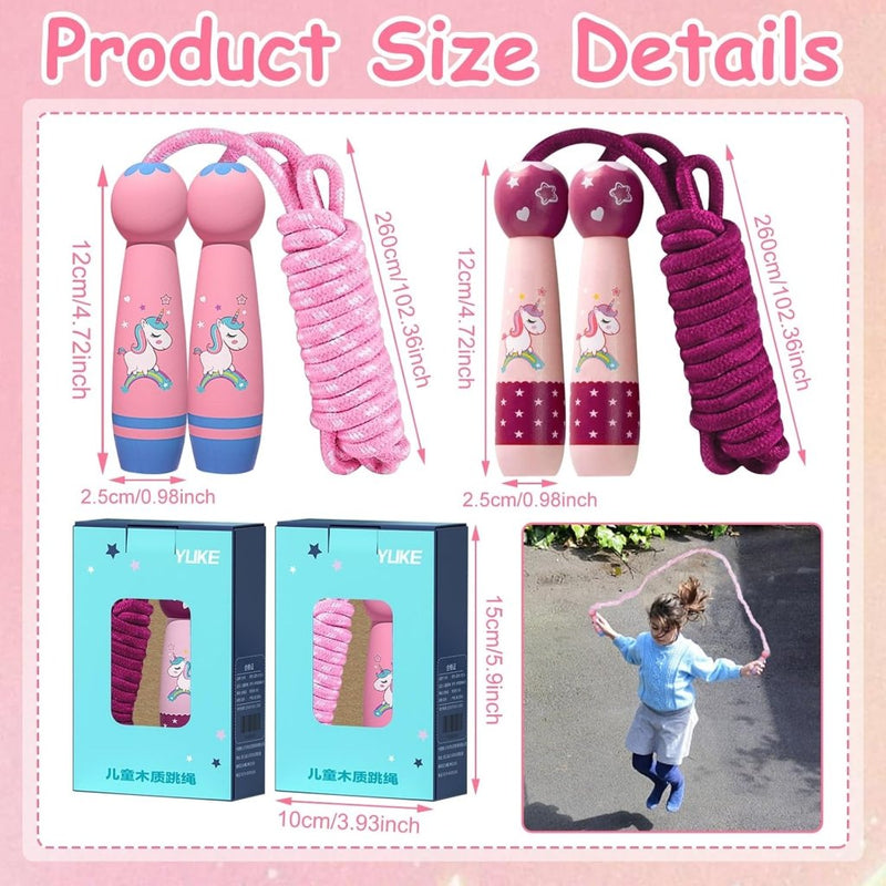 Laad afbeelding in Galerijviewer, Verstelbaar Springtouw voor Kinderen - 2,6 m Katoenen Touw met Houten Handvat - Sport en Touwspringen - happygetfit.com
