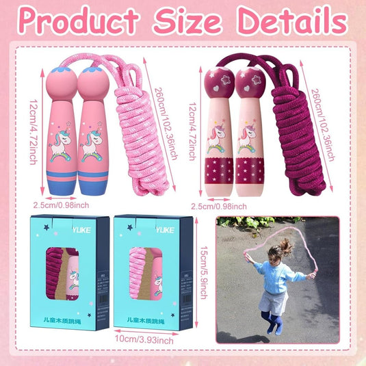 Verstelbaar Springtouw voor Kinderen - 2,6 m Katoenen Touw met Houten Handvat - Sport en Touwspringen - happygetfit.com