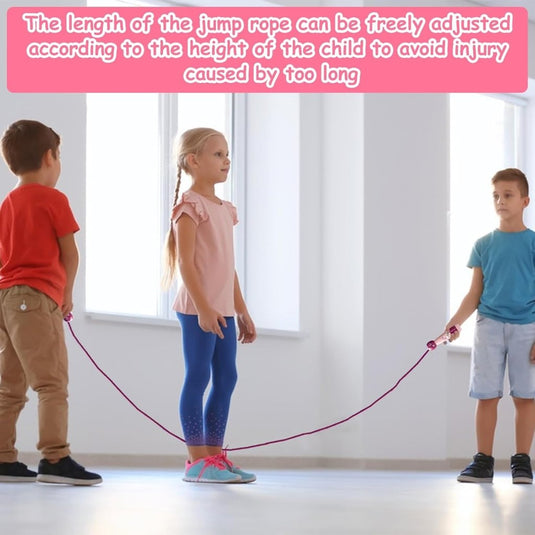 Verstelbaar Springtouw voor Kinderen - 2,6 m Katoenen Touw met Houten Handvat - Sport en Touwspringen - happygetfit.com
