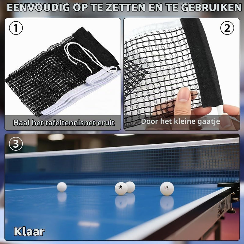 Laad afbeelding in Galerijviewer, Verstelbaar tafeltennisnet tot 175 cm van stevig polyester en katoen voor binnen en buiten – pingpongnet – tafeltennisaccessoires - happygetfit.com
