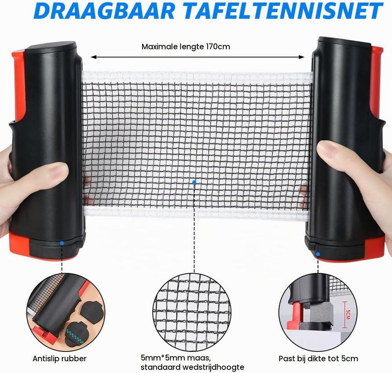 Laad afbeelding in Galerijviewer, Verstelbaar tafeltennisnet tot 175 cm van stevig polyester en katoen voor binnen en buiten – pingpongnet – tafeltennisaccessoires - happygetfit.com
