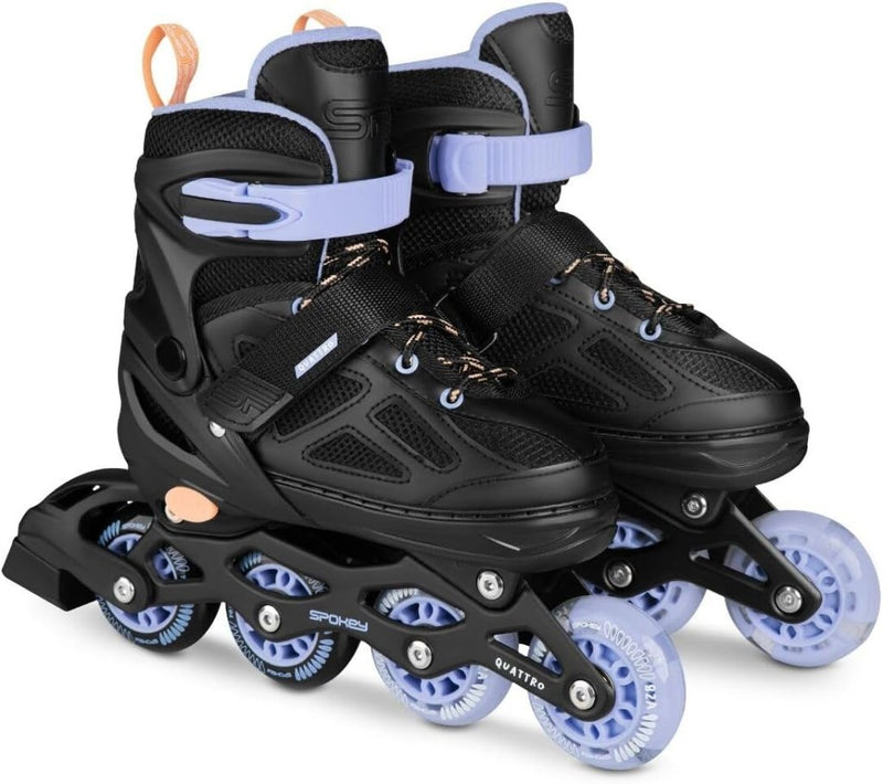Load image into Gallery viewer, Verstelbare 4-in-1 skates voor kinderen – inline rolschaatsen triskates en schaatsen – zwart paars - happygetfit.com
