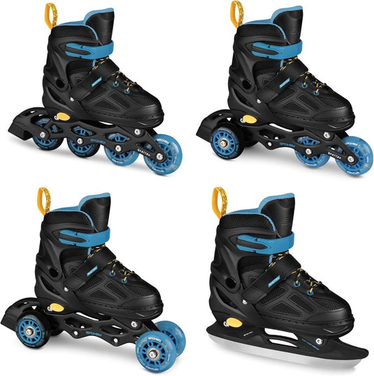Verstelbare 4-in-1 skates voor kinderen – inline rolschaatsen triskates en schaatsen – zwart paars - happygetfit.com