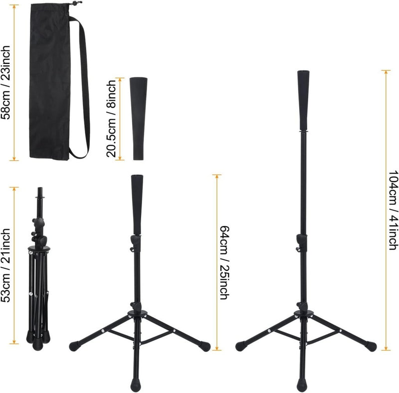Załaduj obraz do przeglądarki galerii, Verstelbare batting tee 63-104 cm met statief zwart – baseball slagstandaard – honkbal softball accessoires - happygetfit.com
