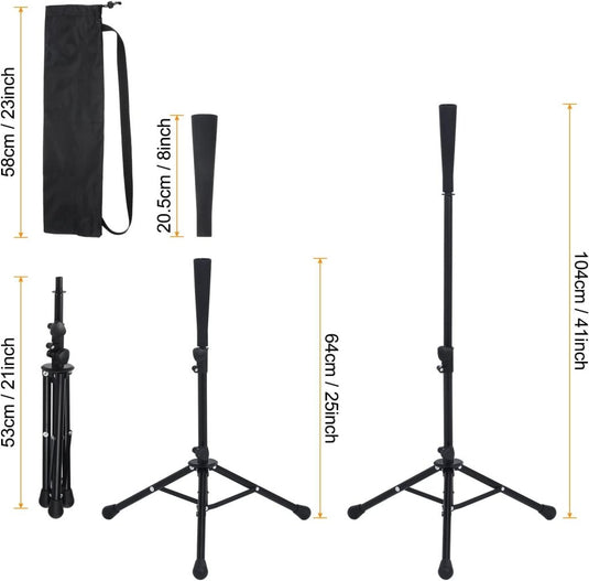 Verstelbare batting tee 63-104 cm met statief zwart – baseball slagstandaard – honkbal softball accessoires - happygetfit.com