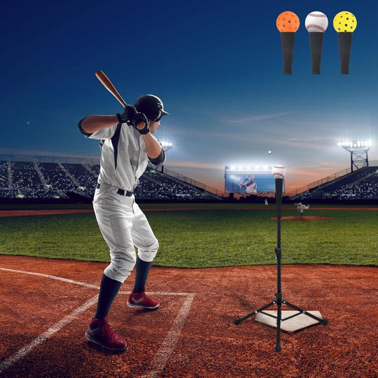 Verstelbare batting tee 63-104 cm met statief zwart – baseball slagstandaard – honkbal softball accessoires - happygetfit.com