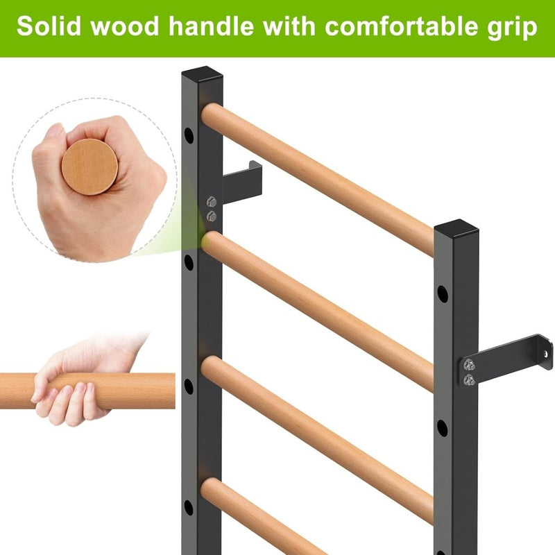 Załaduj obraz do przeglądarki galerii, Verstelbare dip bar bevestiging voor Zweedse ladder tot 150 kg – dipstation – krachttraining - happygetfit.com
