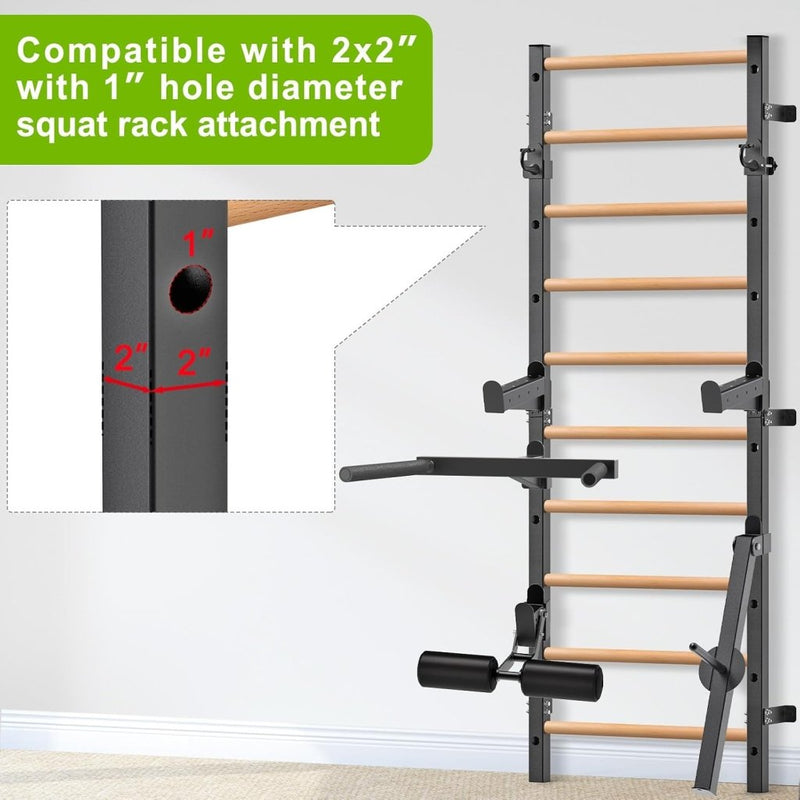 Załaduj obraz do przeglądarki galerii, Verstelbare dip bar bevestiging voor Zweedse ladder tot 150 kg – dipstation – krachttraining - happygetfit.com
