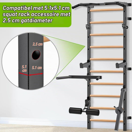 Verstelbare dip bar bevestiging voor Zweedse ladder tot 150 kg – dipstation – krachttraining - happygetfit.com