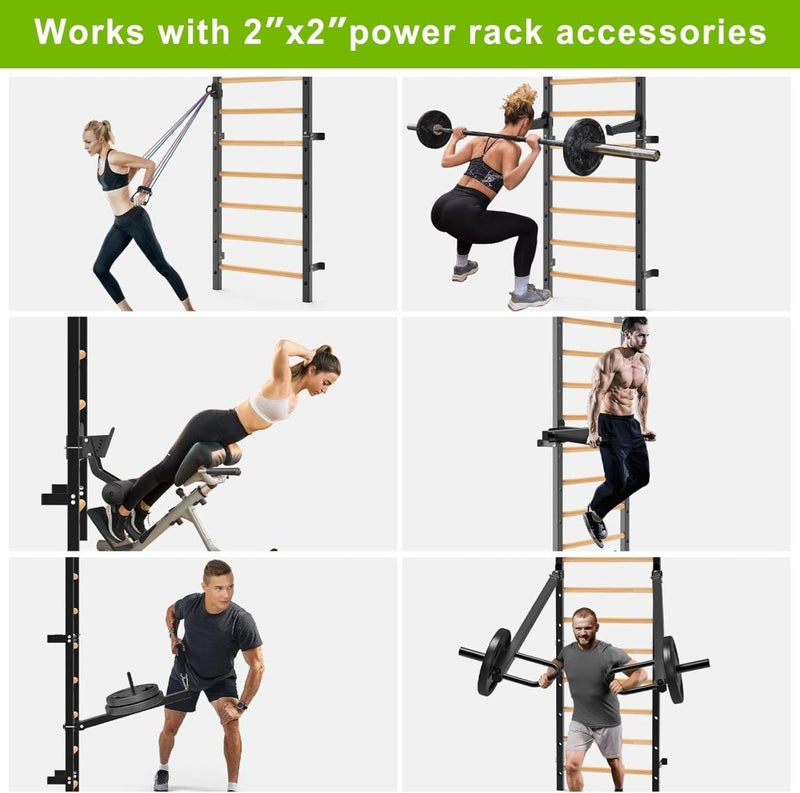 Załaduj obraz do przeglądarki galerii, Verstelbare dip bar bevestiging voor Zweedse ladder tot 150 kg – dipstation – krachttraining - happygetfit.com
