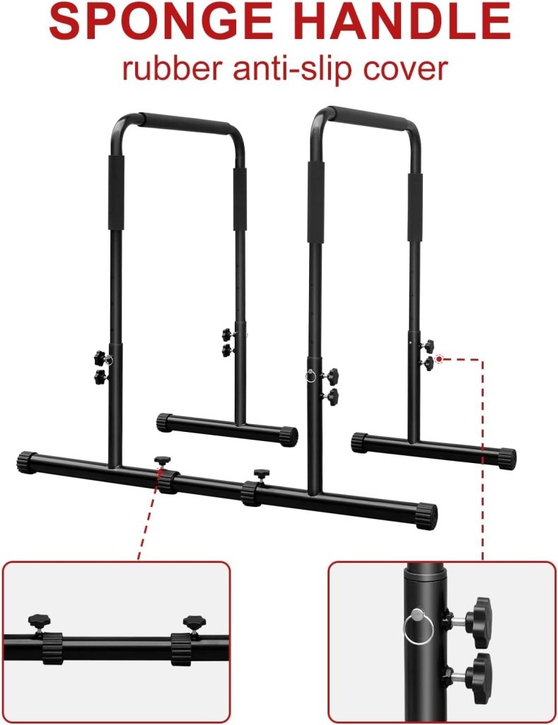 Chargez l'image dans la visionneuse de la galerie, Verstelbare dip bars van staal 79-94 cm tot 158 kg – dip station – calisthenics - happygetfit.com
