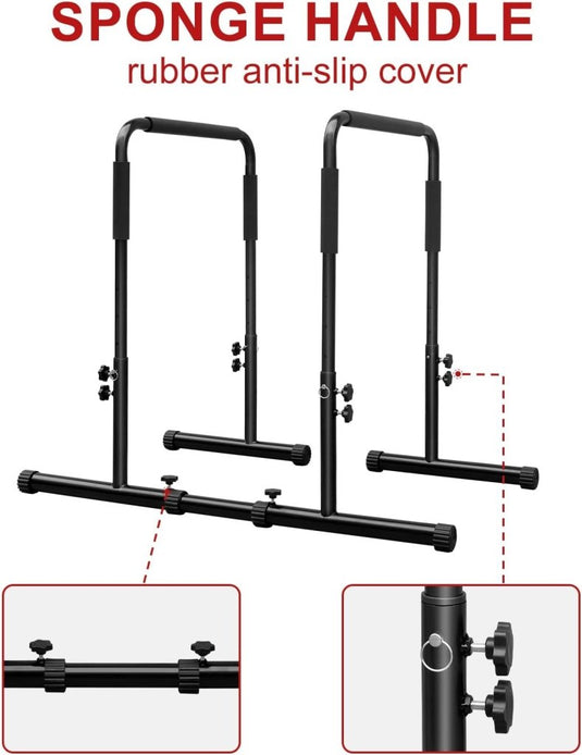 Verstelbare dip bars van staal 79-94 cm tot 158 kg – dip station – calisthenics - happygetfit.com