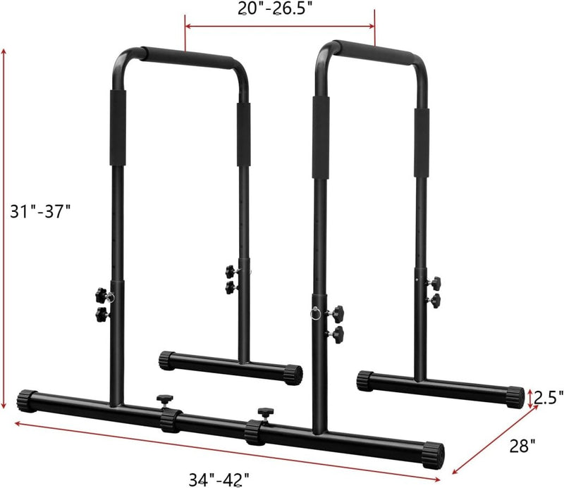 Chargez l'image dans la visionneuse de la galerie, Verstelbare dip bars van staal 79-94 cm tot 158 kg – dip station – calisthenics - happygetfit.com
