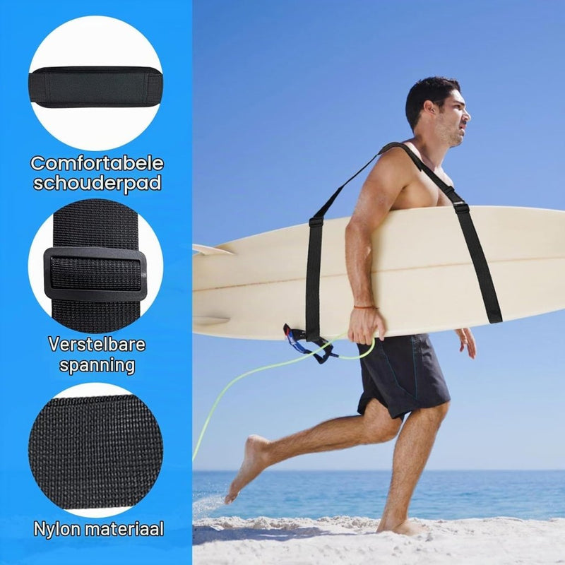 Laad afbeelding in Galerijviewer, Verstelbare draagriem voor surfplank SUP kajak en longboard – gevoerde schouderriem – zwart - happygetfit.com
