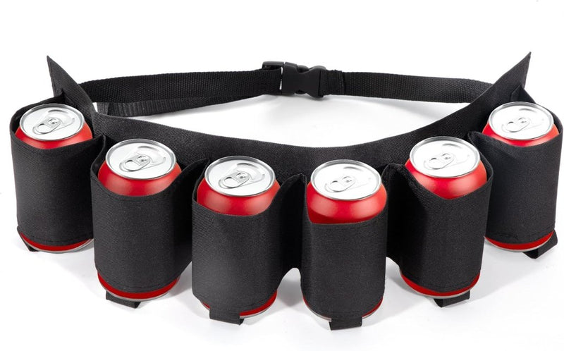 Laad afbeelding in Galerijviewer, Verstelbare drankriem voor 6 blikjes van stevig Oxford-weefsel met heupband van 75 tot 115 cm – blikjeshouder – festivalaccessoires - happygetfit.com

