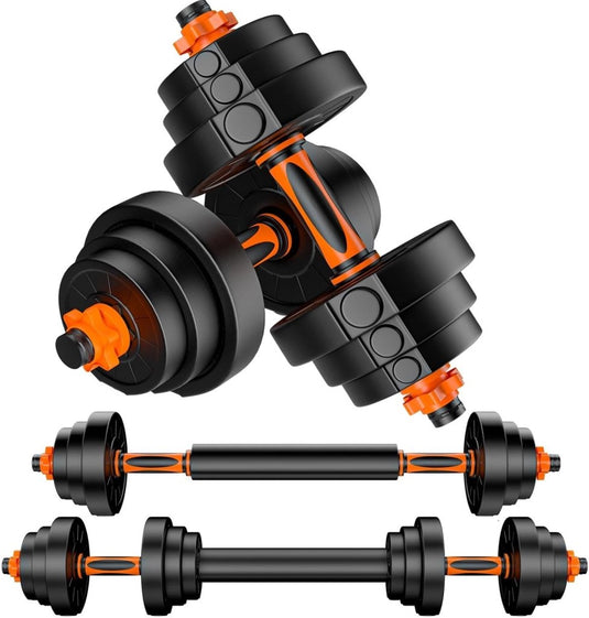Verstelbare halterset 20 kg 2-in-1 dumbbell en barbell - happygetfit.com