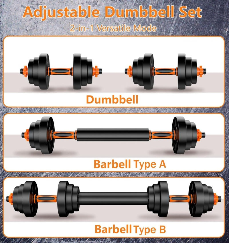 Laad afbeelding in Galerijviewer, Verstelbare halterset 20 kg 2-in-1 dumbbell en barbell - happygetfit.com
